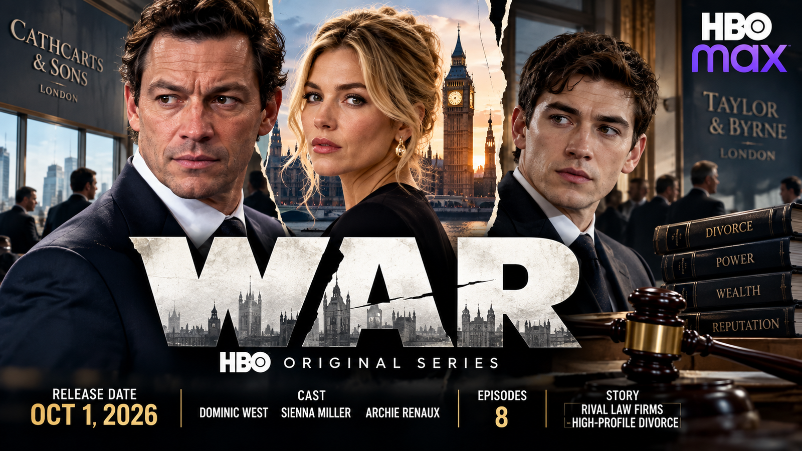 WAR 2026 HBO Max series featuring Dominic West and Sienna Miller