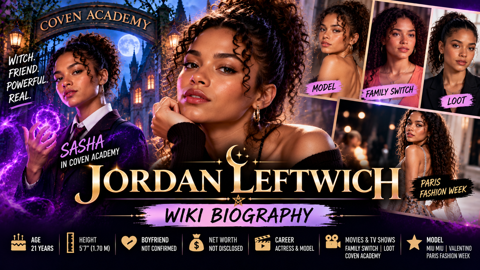 Jordan Leftwich biography wiki age height boyfriend and Coven Academy Sasha