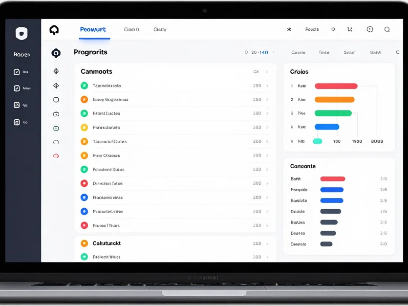 Clean screen mockup displaying productivity tool dashboard with t